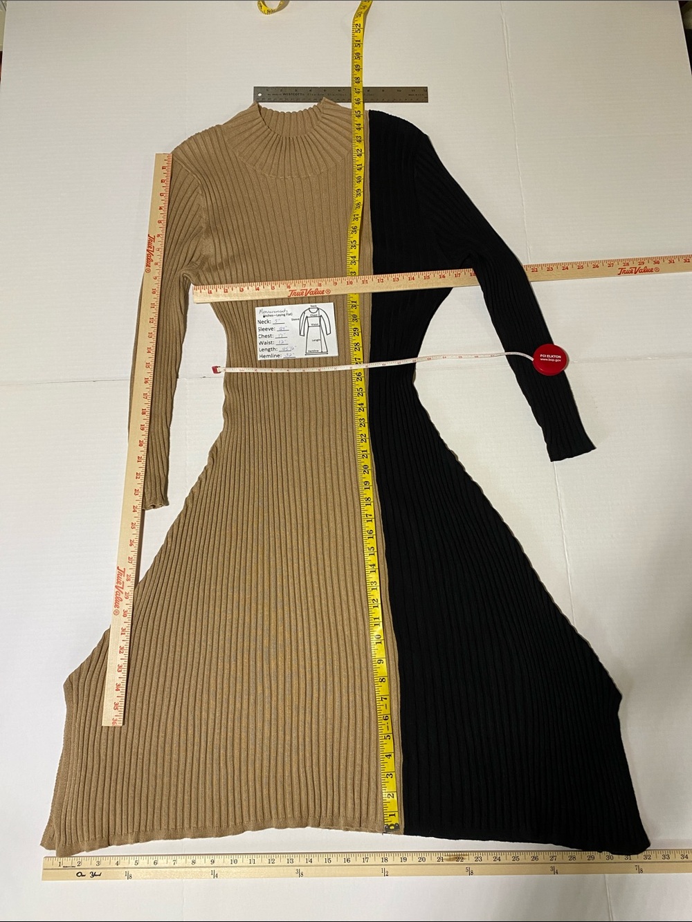 LANE BRYANT Tan/Black Colorblock Stretchy Ribbed Maxi—Mock Turtleneck—Sz 18/20 - Picture 11 of 15